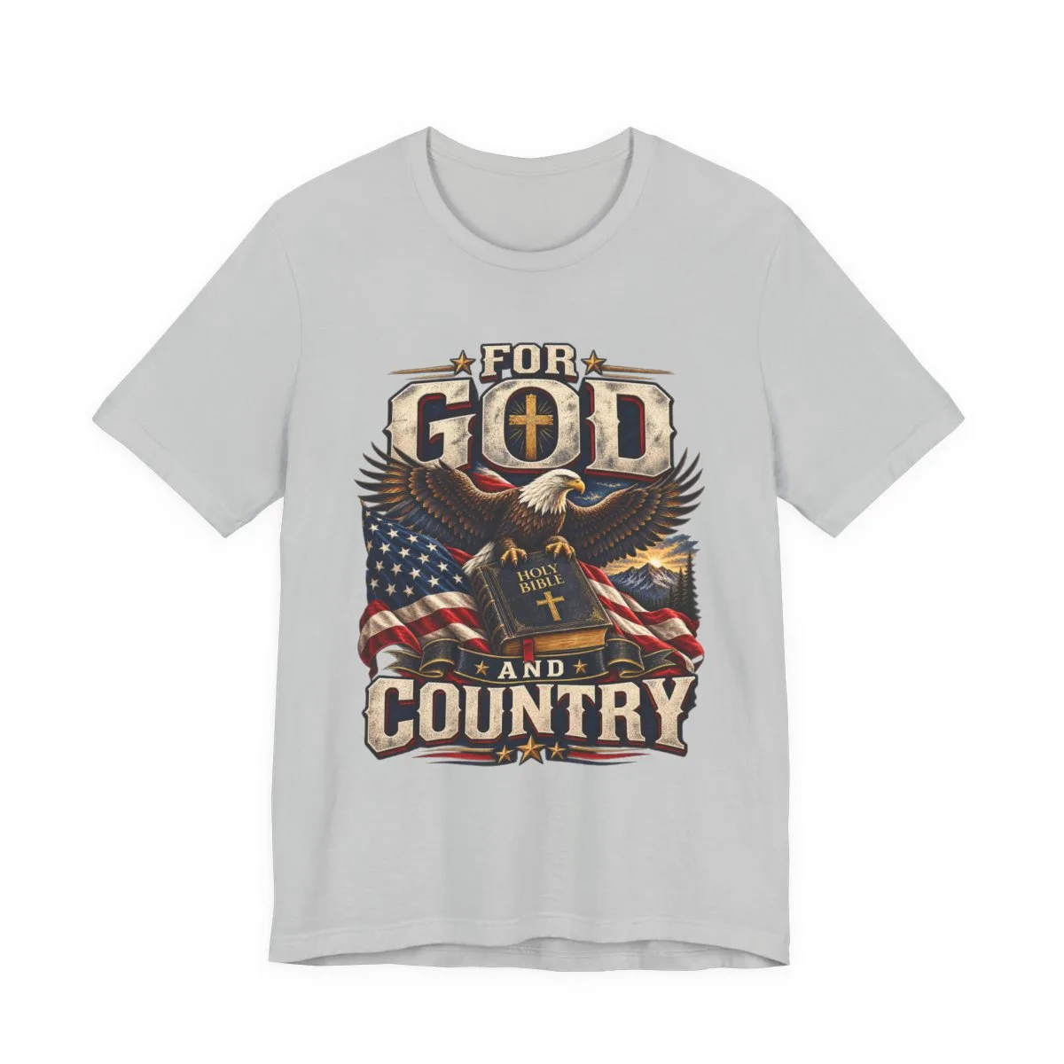 For God and Country T-Shirt | Eagle, American Flag, Cross - other