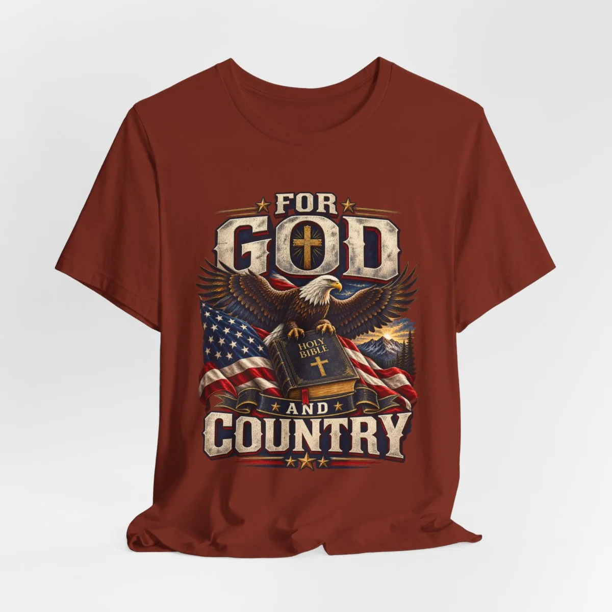 For God and Country T-Shirt | Eagle, American Flag, Cross - other