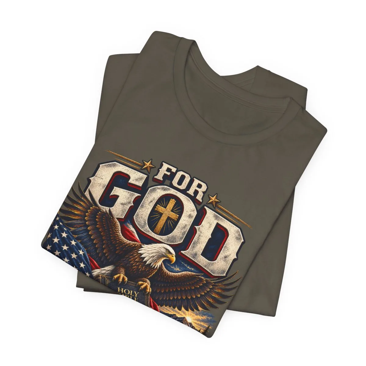 For God and Country T-Shirt | Eagle, American Flag, Cross - other