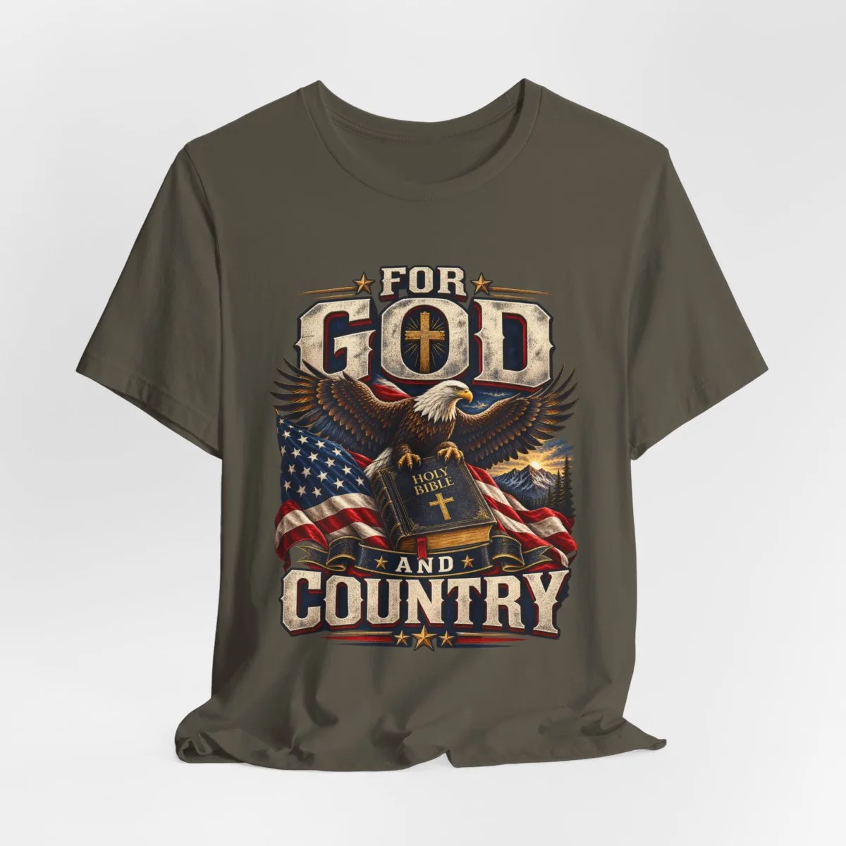 For God and Country T-Shirt | Eagle, American Flag, Cross - other