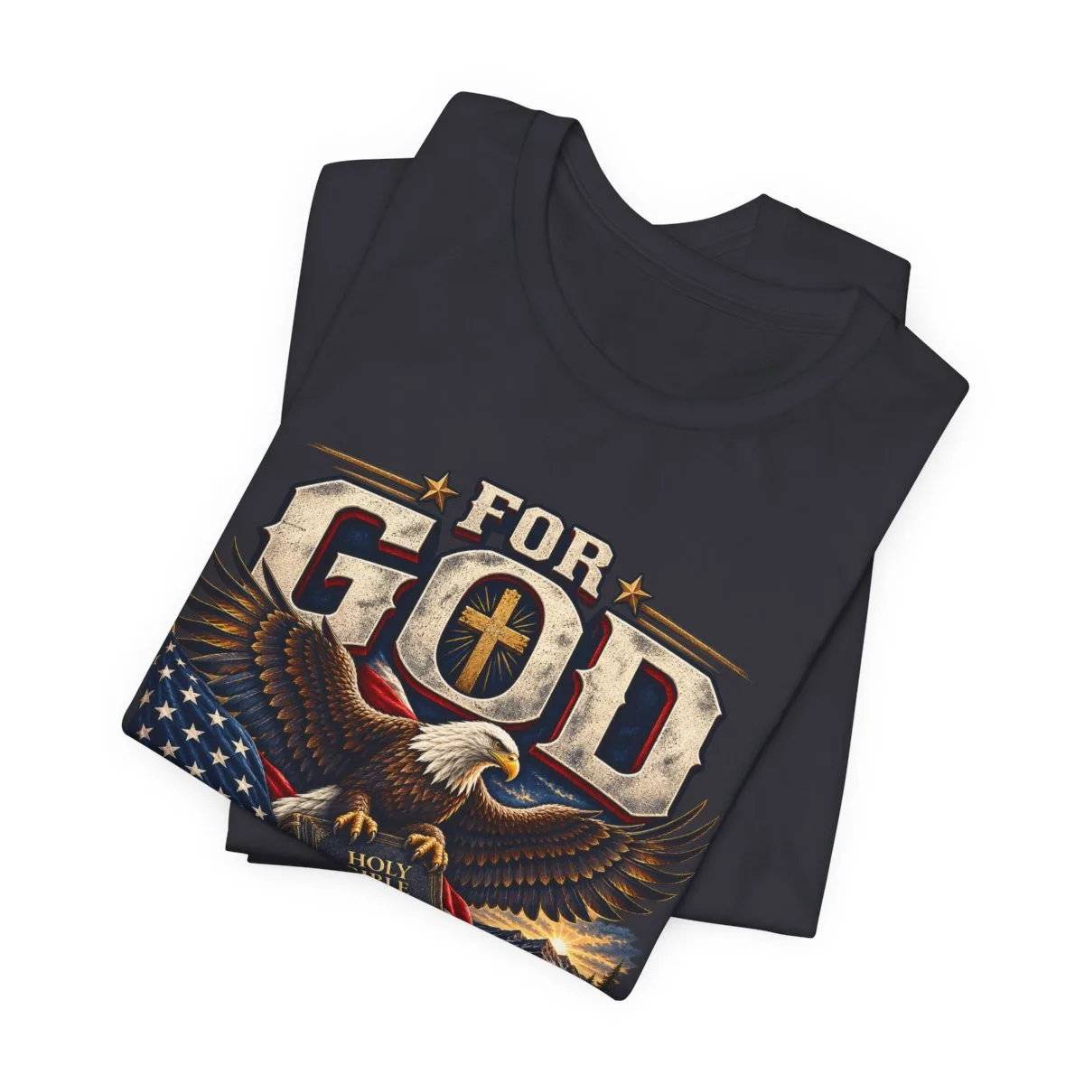 For God and Country T-Shirt | Eagle, American Flag, Cross - other