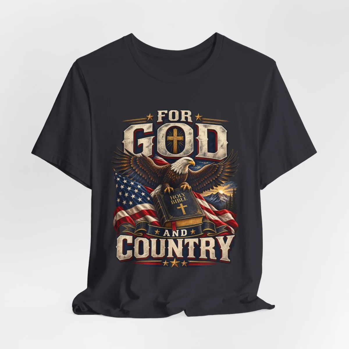 For God and Country T-Shirt | Eagle, American Flag, Cross - other