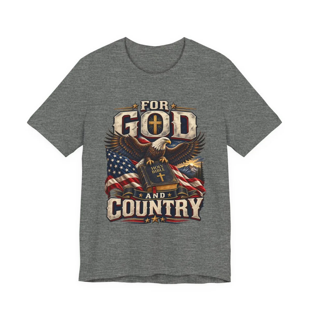 For God and Country T-Shirt | Eagle, American Flag, Cross - other