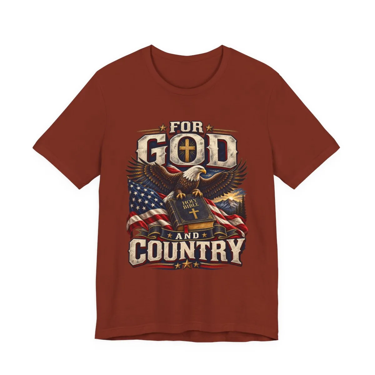 For God and Country T-Shirt | Eagle, American Flag, Cross - other