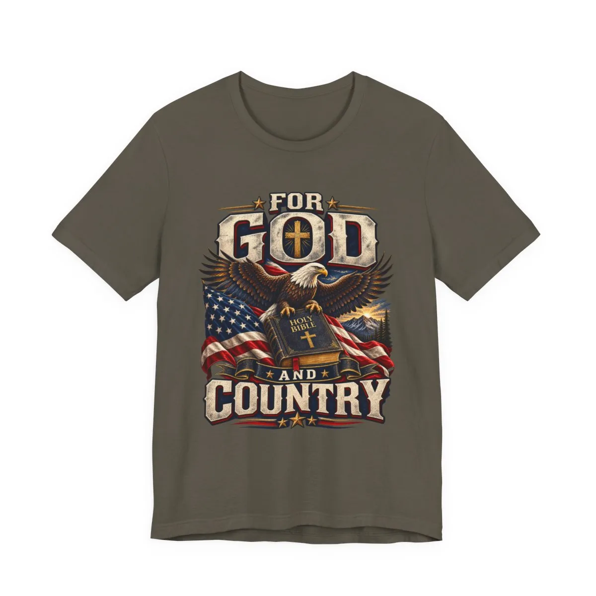 For God and Country T-Shirt | Eagle, American Flag, Cross - other