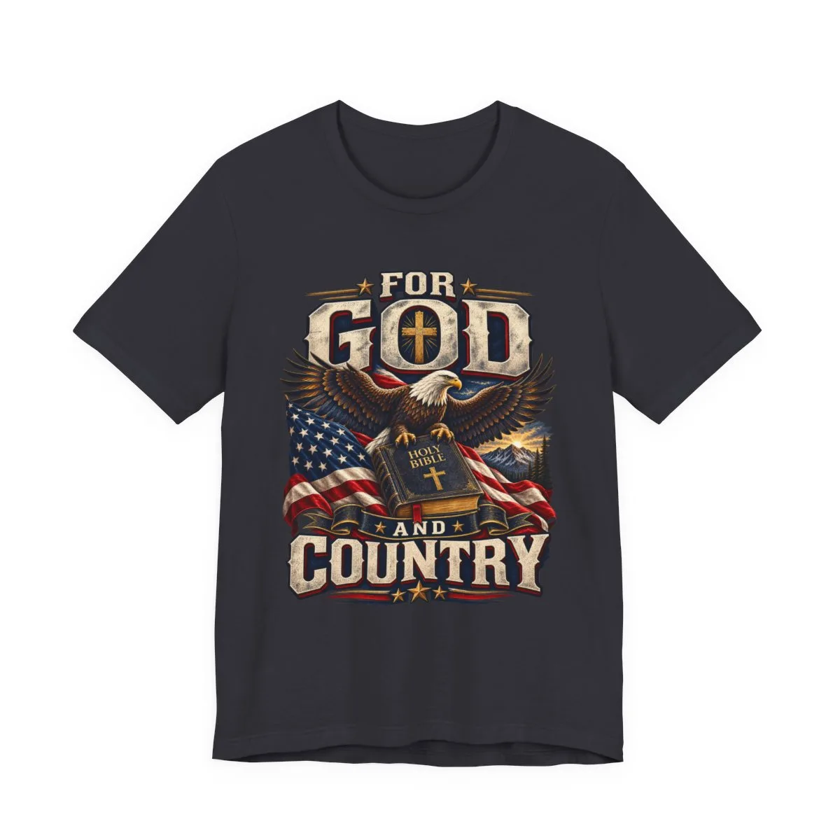 For God and Country T-Shirt | Eagle, American Flag, Cross - other