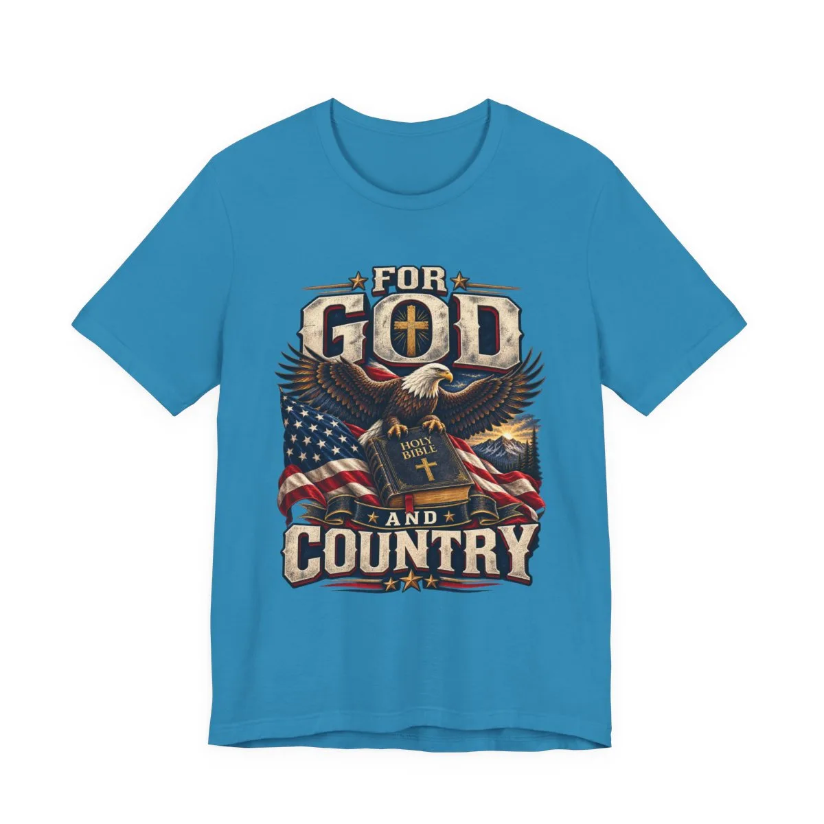 For God and Country T-Shirt | Eagle, American Flag, Cross - other