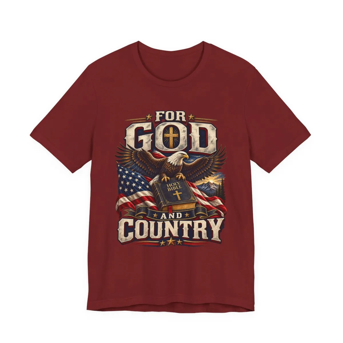 For God and Country T-Shirt | Eagle, American Flag, Cross - other