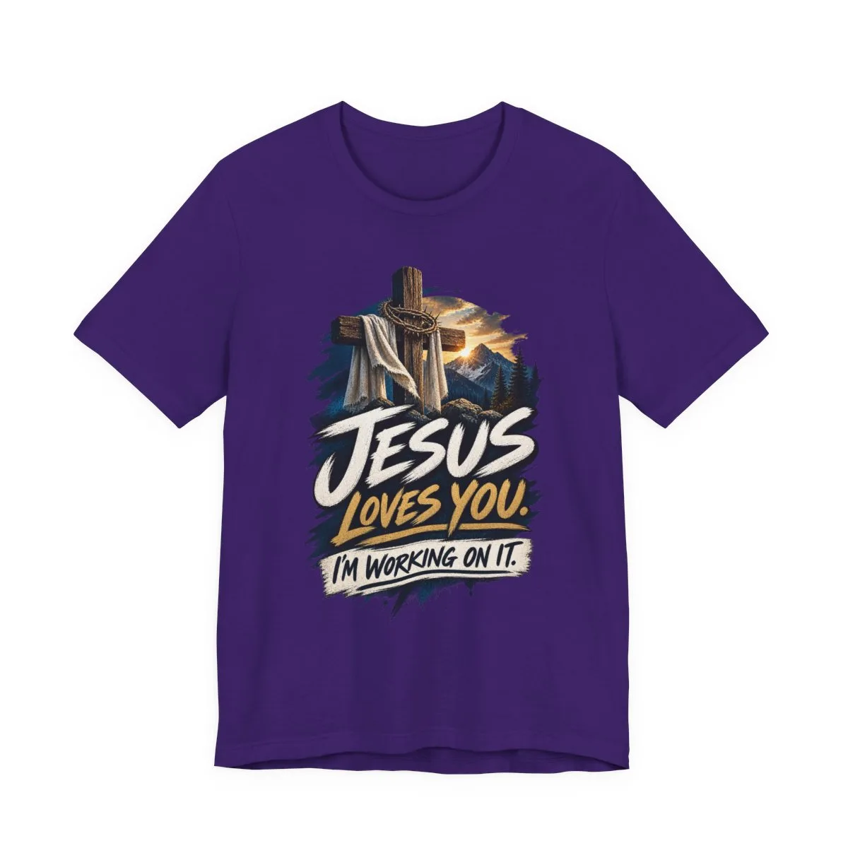 Jesus Loves You I'm Working On It T-Shirt | Christian Cross Faith Tee - other