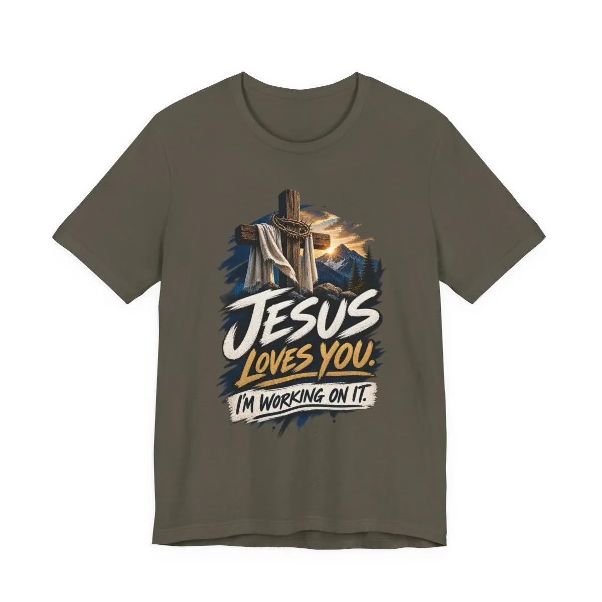 Jesus Loves You I'm Working On It T-Shirt | Christian Cross Faith Tee - other
