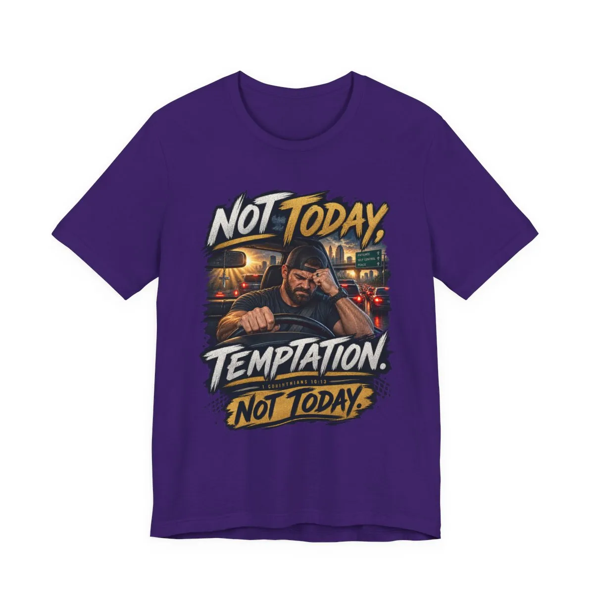 Not Today Temptation Graphic Tee | Motorcycle Rider, Retro City Night - other