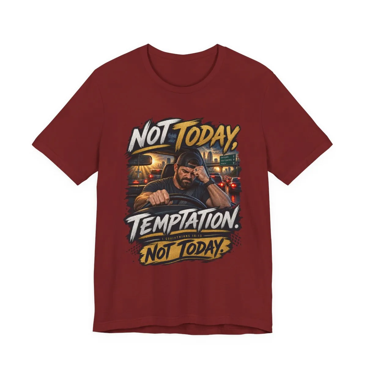 Not Today Temptation Graphic Tee | Motorcycle Rider, Retro City Night - other