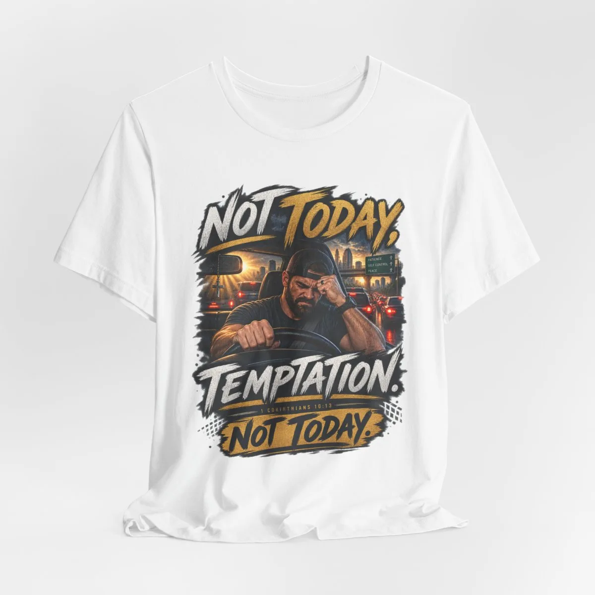 Not Today Temptation Graphic Tee | Motorcycle Rider, Retro City Night - other