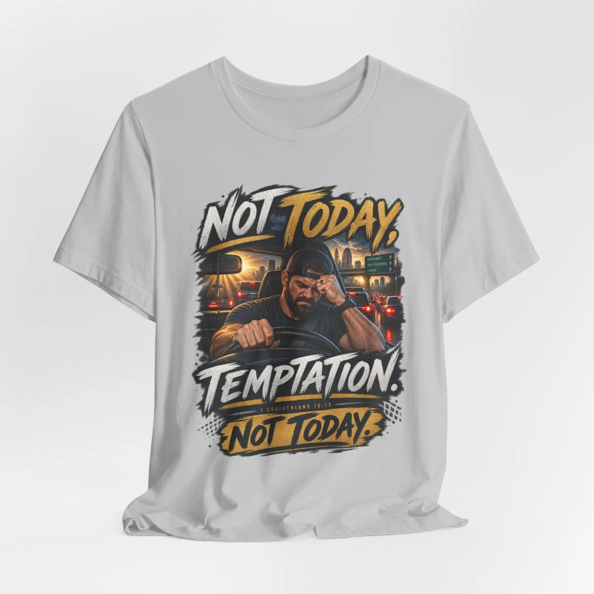 Not Today Temptation Graphic Tee | Motorcycle Rider, Retro City Night - other