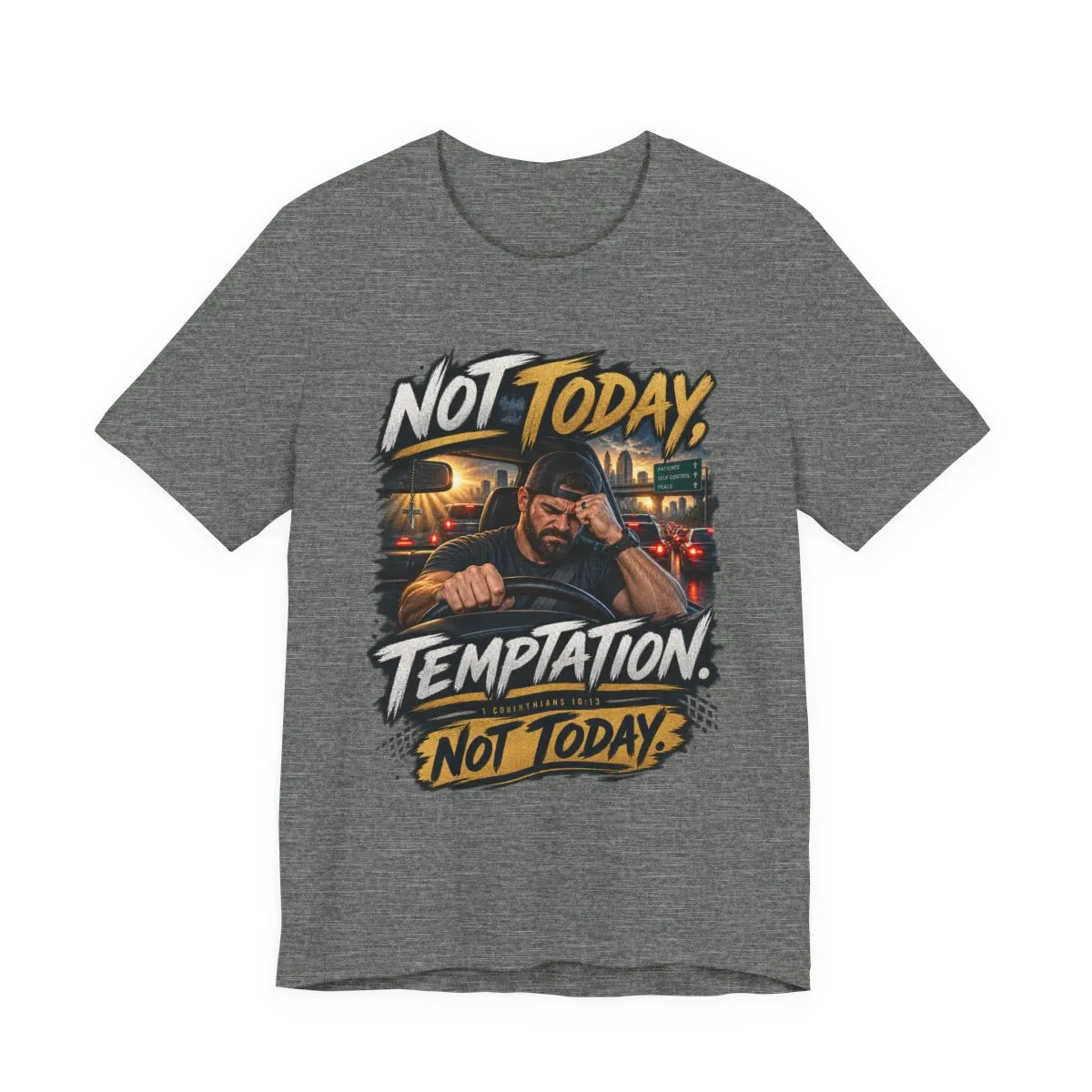 Not Today Temptation Graphic Tee | Motorcycle Rider, Retro City Night - other