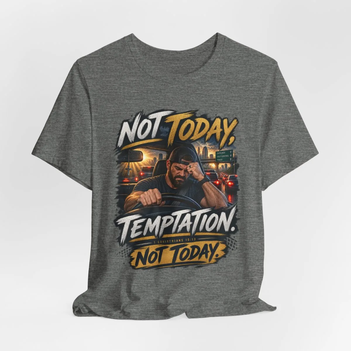 Not Today Temptation Graphic Tee | Motorcycle Rider, Retro City Night - other