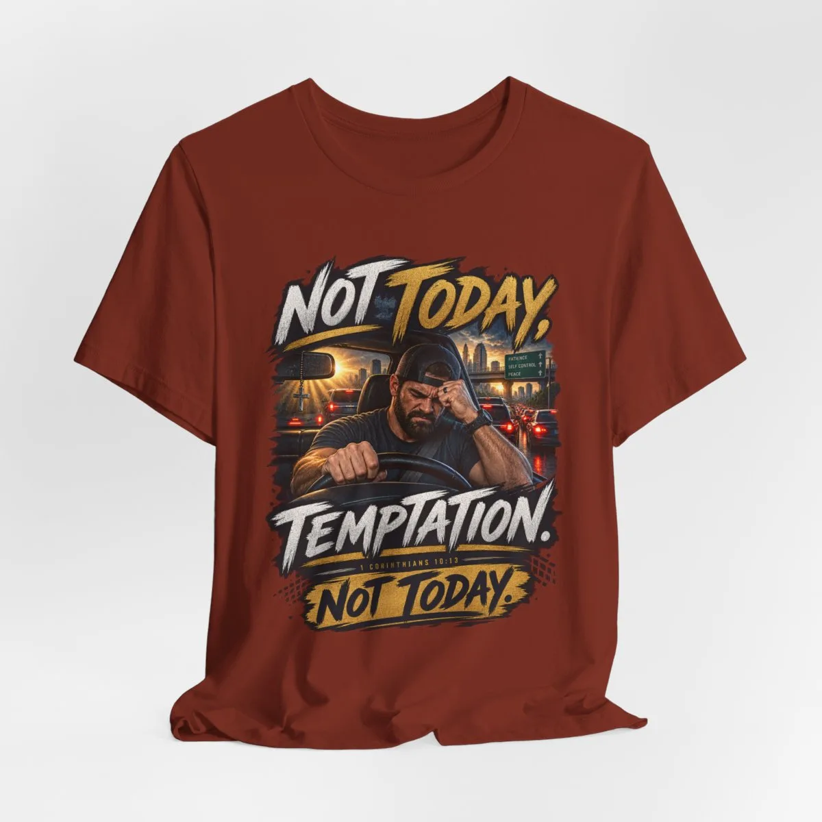 Not Today Temptation Graphic Tee | Motorcycle Rider, Retro City Night - other