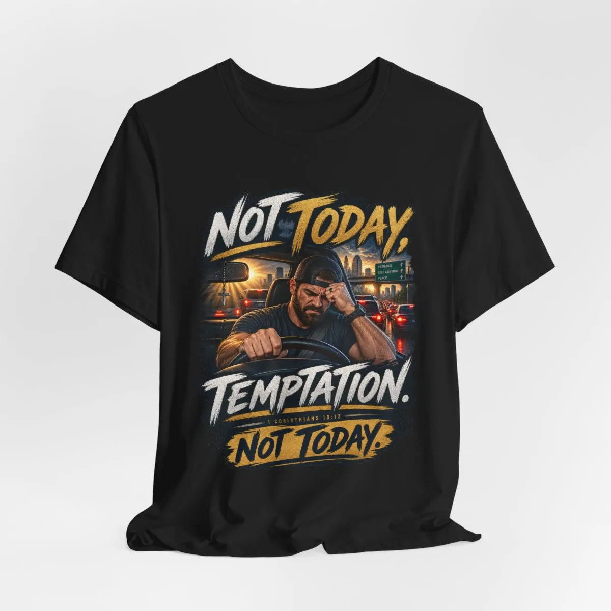 Not Today Temptation Graphic Tee | Motorcycle Rider, Retro City Night - other