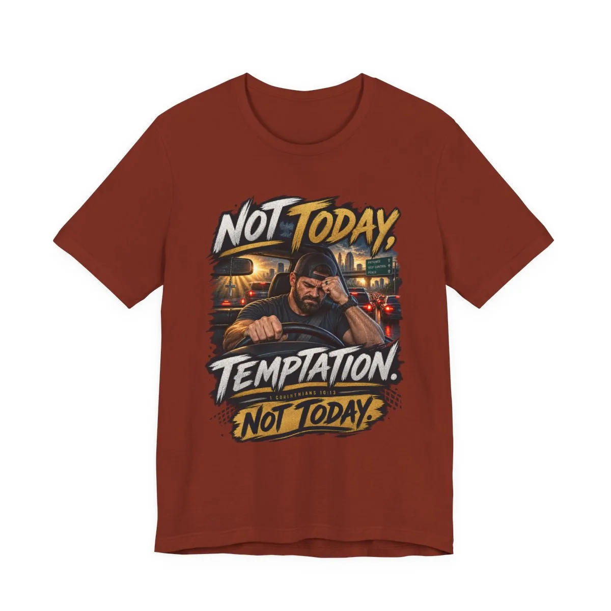 Not Today Temptation Graphic Tee | Motorcycle Rider, Retro City Night - other