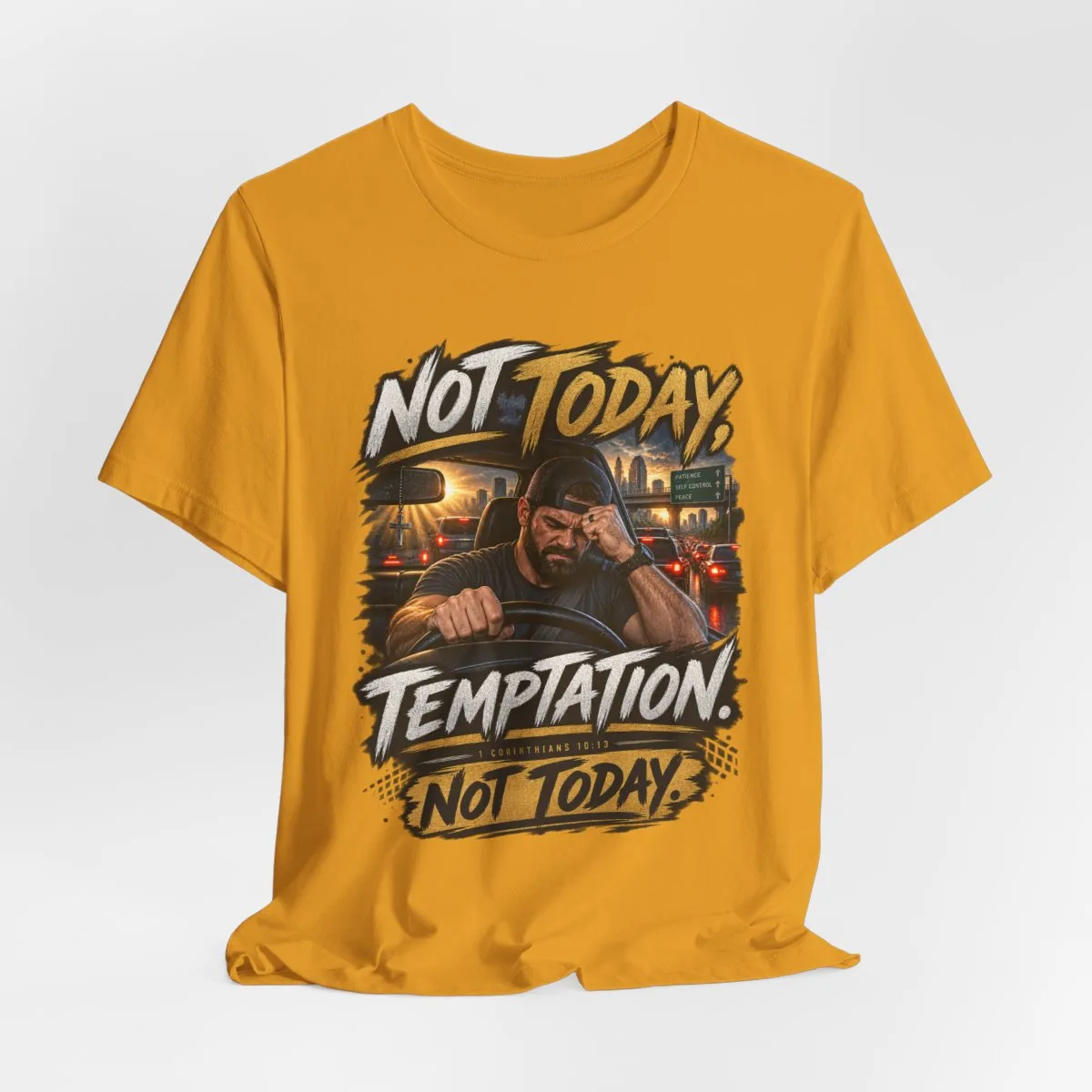 Not Today Temptation Graphic Tee | Motorcycle Rider, Retro City Night - other