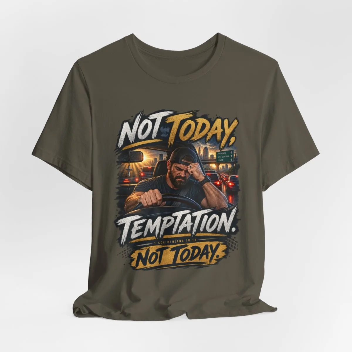 Not Today Temptation Graphic Tee | Motorcycle Rider, Retro City Night - other