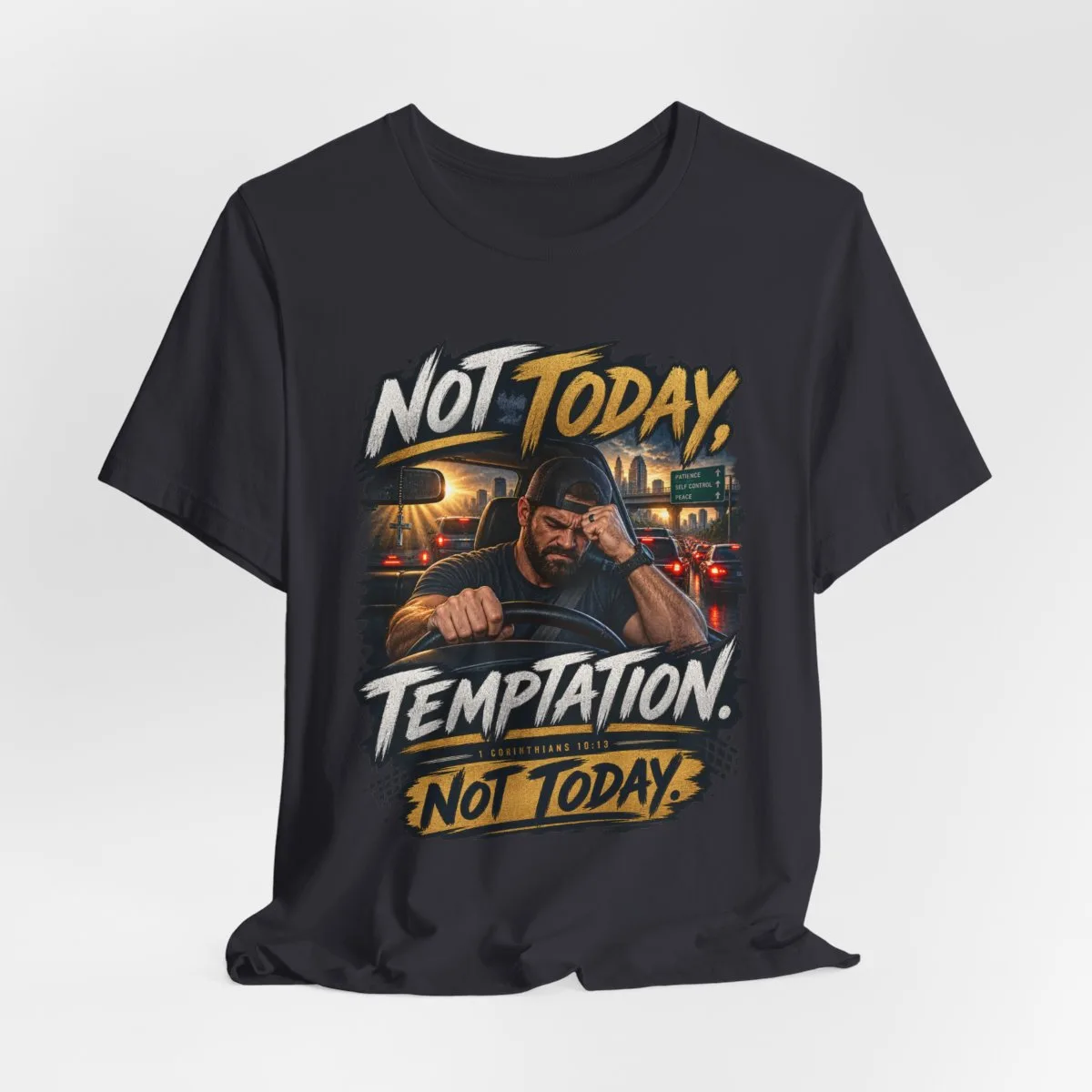 Not Today Temptation Graphic Tee | Motorcycle Rider, Retro City Night - other
