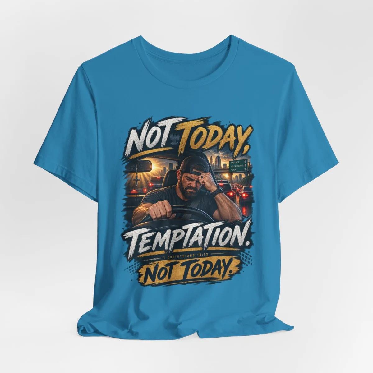 Not Today Temptation Graphic Tee | Motorcycle Rider, Retro City Night - other
