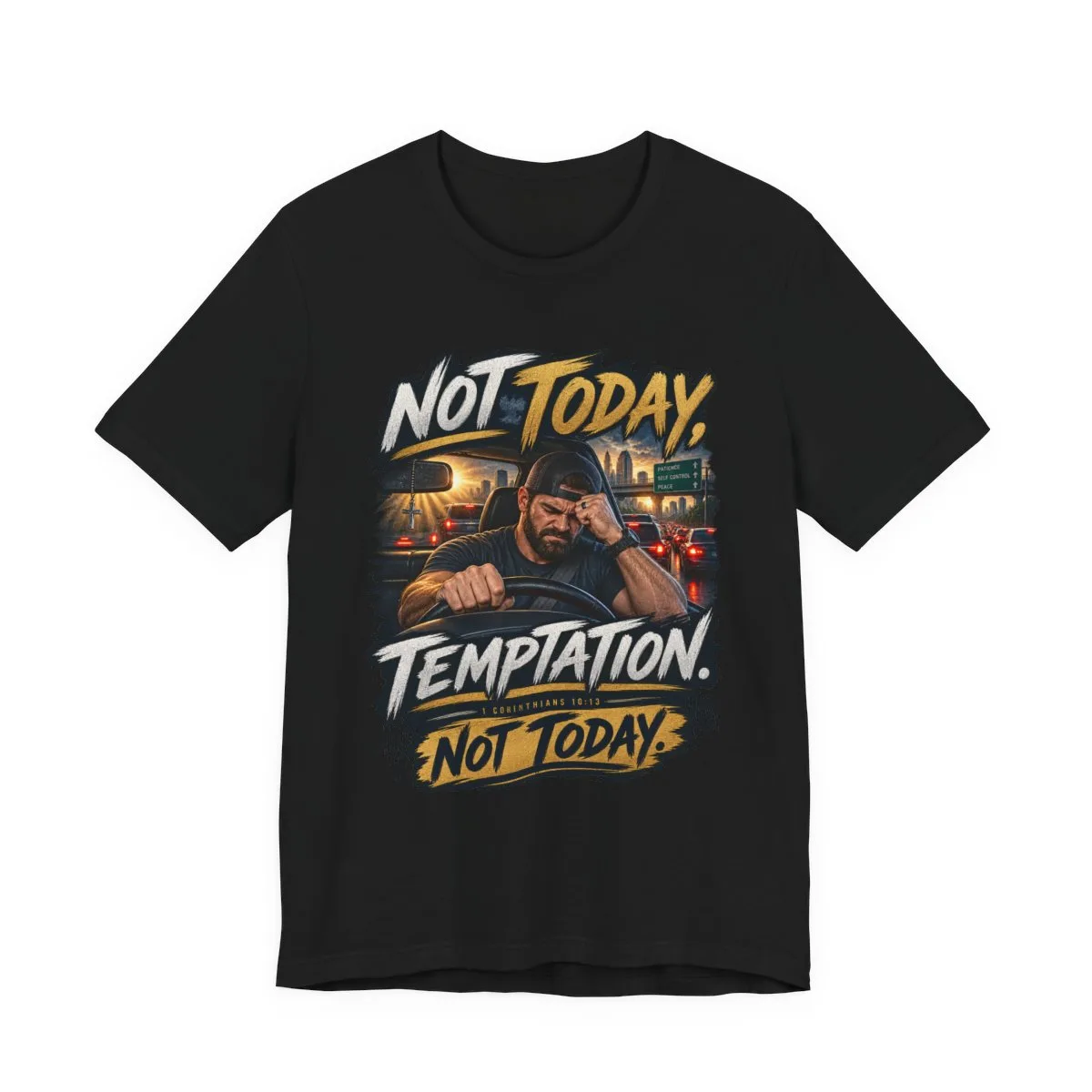 Not Today Temptation Graphic Tee | Motorcycle Rider, Retro City Night - other