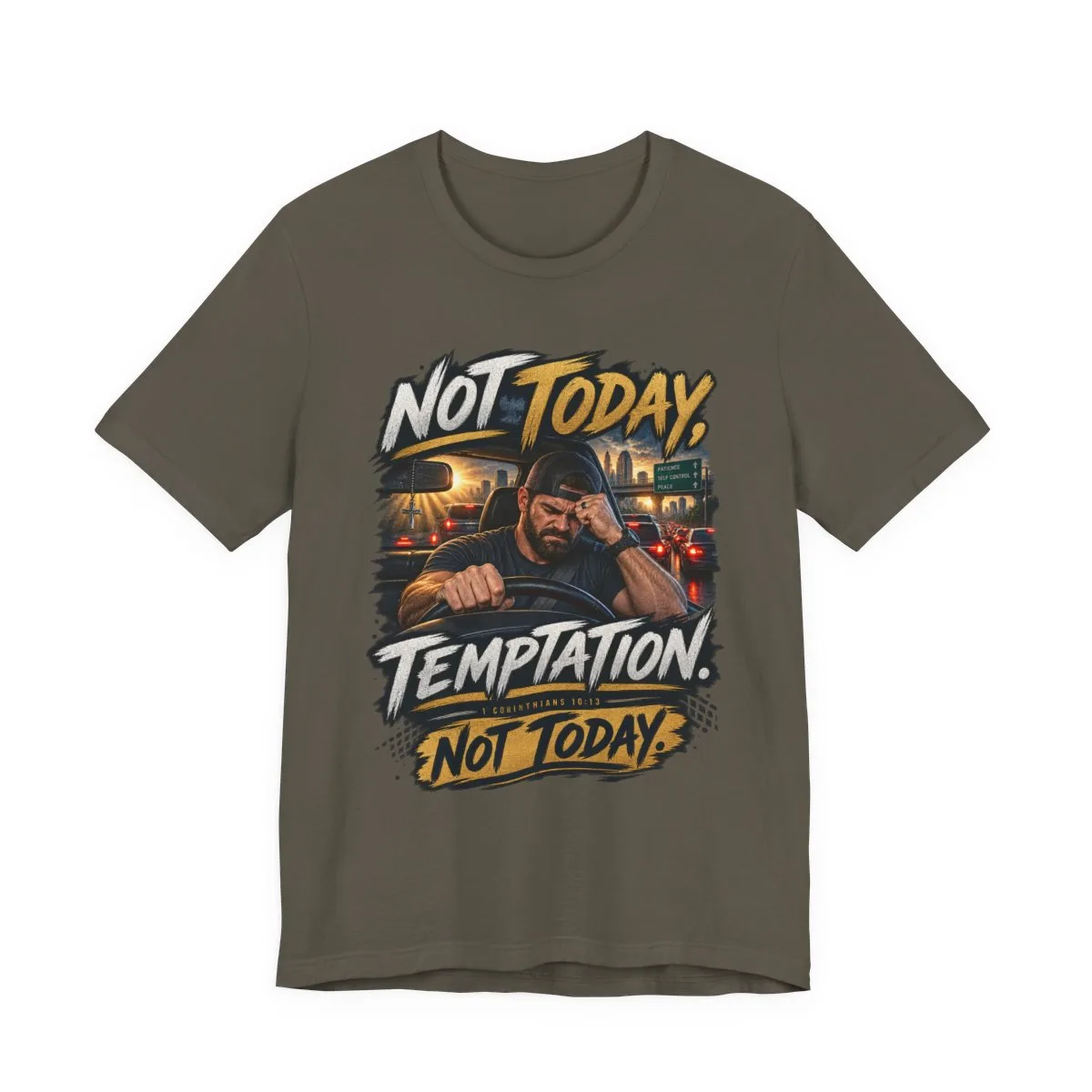 Not Today Temptation Graphic Tee | Motorcycle Rider, Retro City Night - other