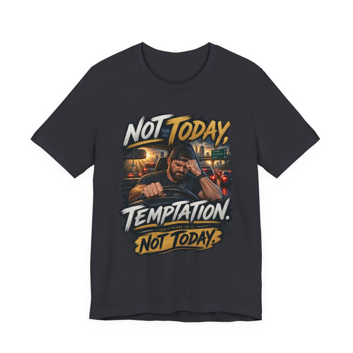 Not Today Temptation Graphic Tee | Motorcycle Rider, Retro City Night - other