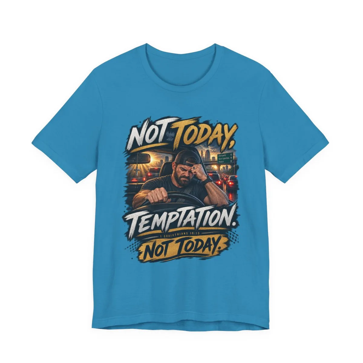 Not Today Temptation Graphic Tee | Motorcycle Rider, Retro City Night - other