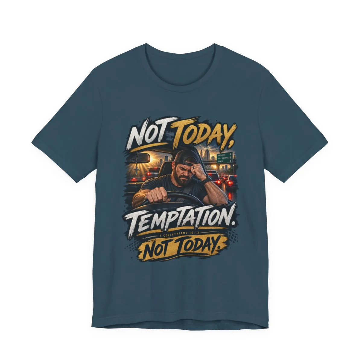 Not Today Temptation Graphic Tee | Motorcycle Rider, Retro City Night - other