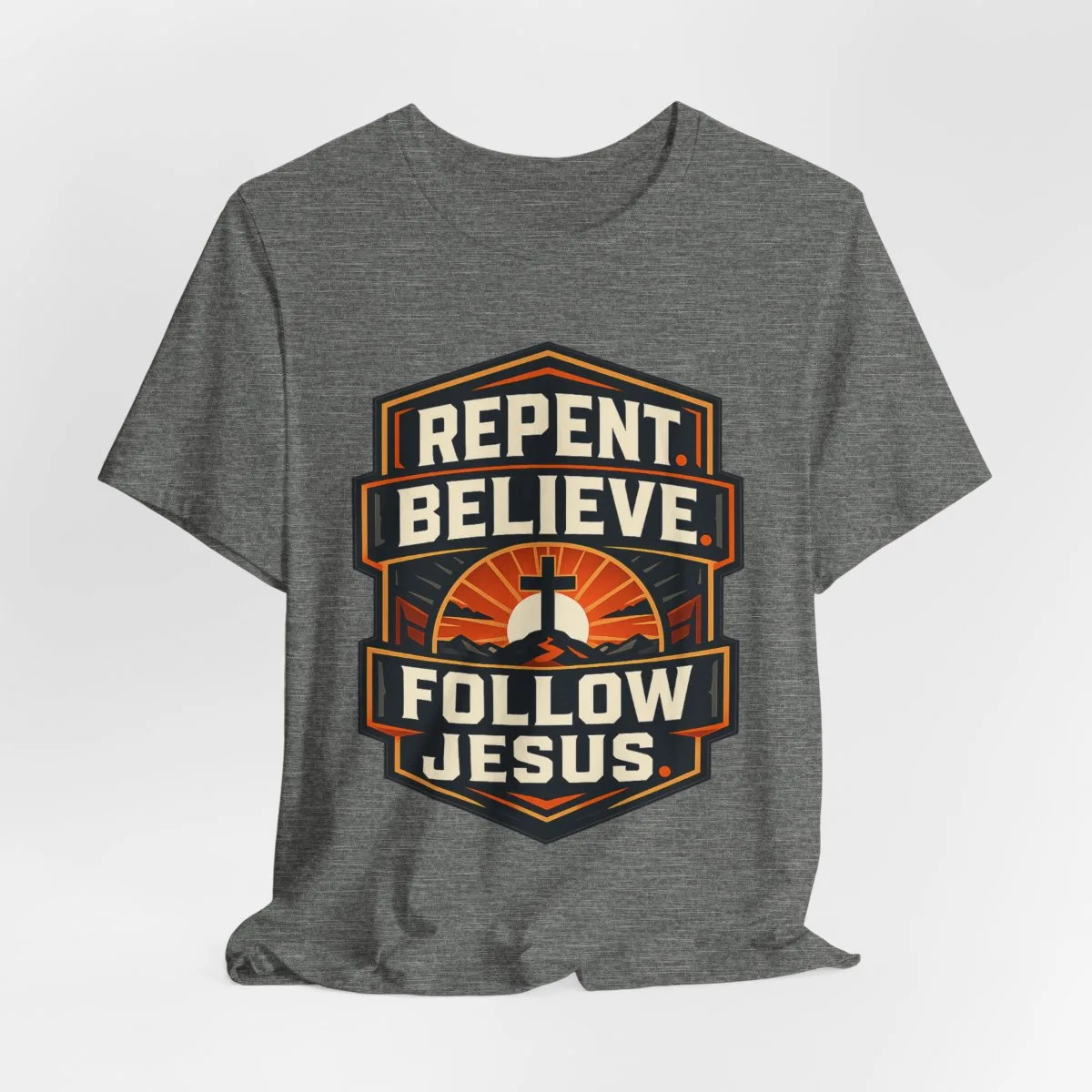 Repent Believe Follow Jesus T-Shirt | Christian Faith Cross Tee - other
