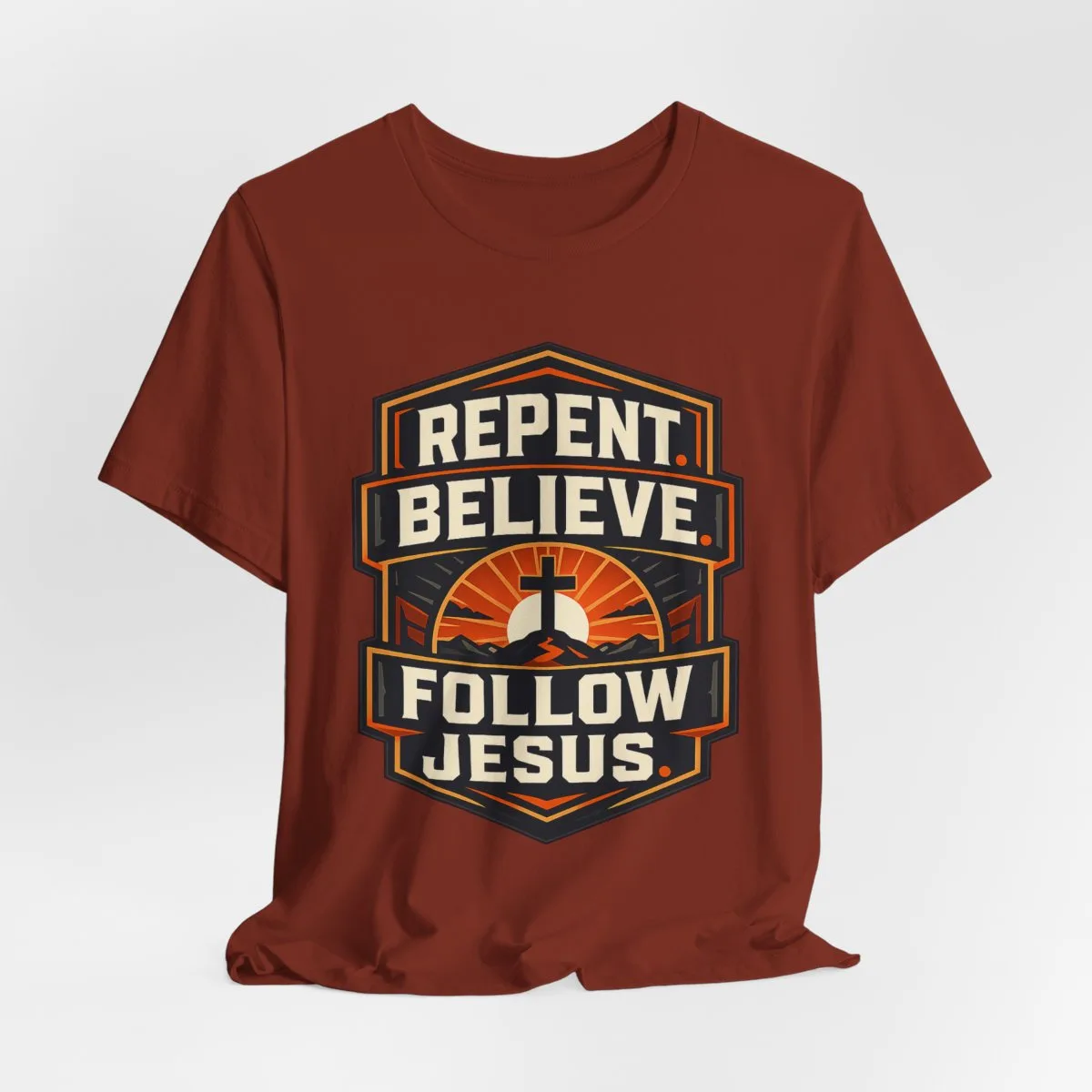 Repent Believe Follow Jesus T-Shirt | Christian Faith Cross Tee - other