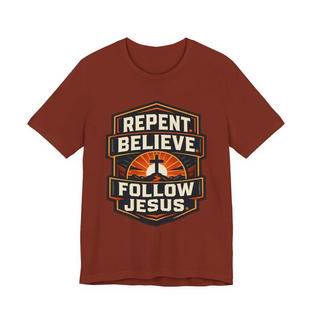 Repent Believe Follow Jesus T-Shirt | Christian Faith Cross Tee - other