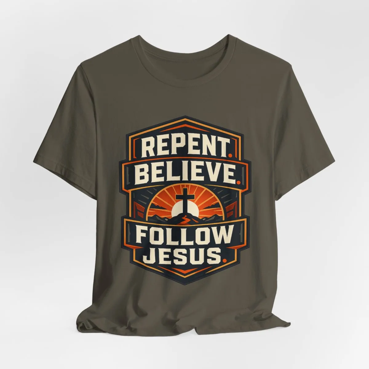 Repent Believe Follow Jesus T-Shirt | Christian Faith Cross Tee - other