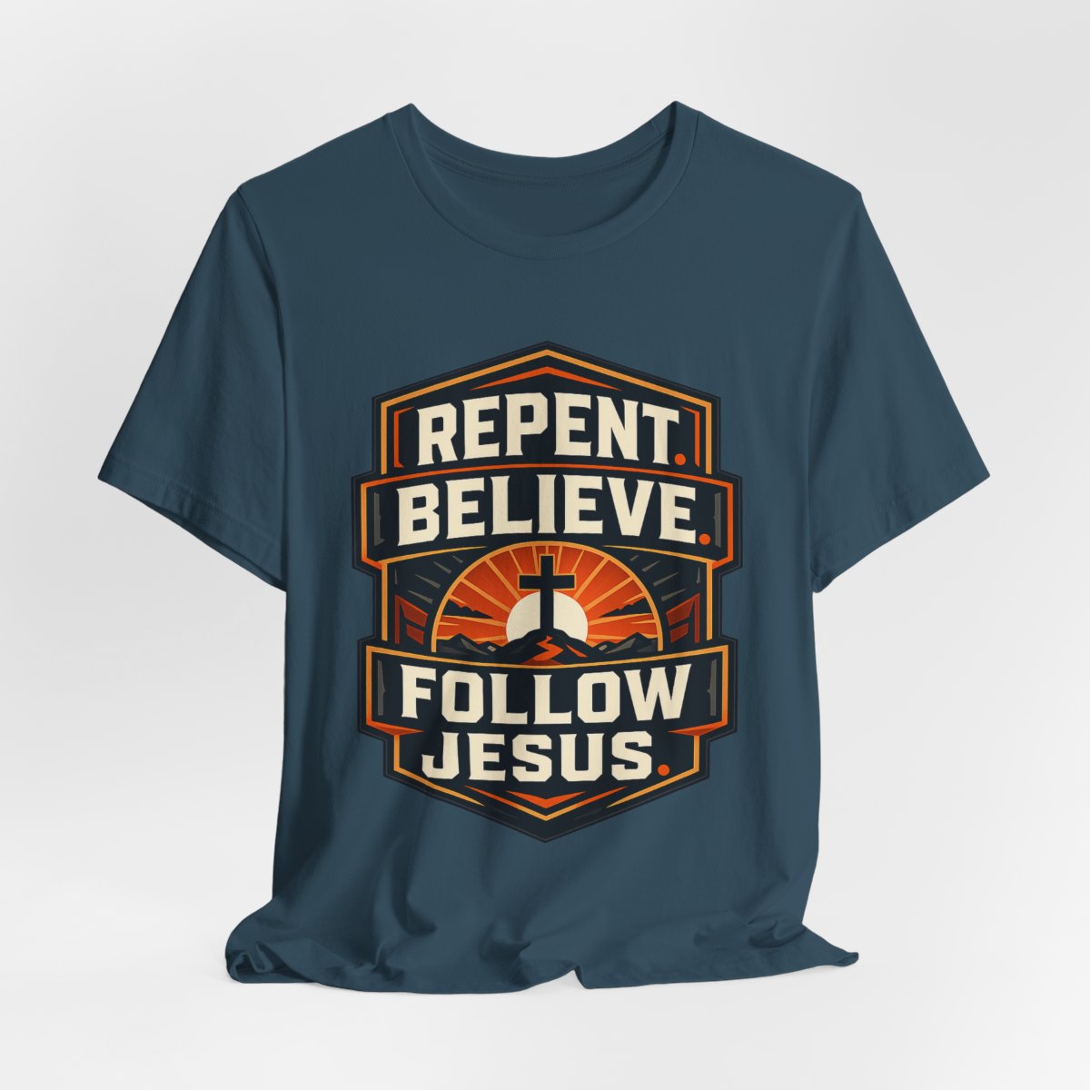 Repent Believe Follow Jesus T-Shirt | Christian Faith Cross Tee - other