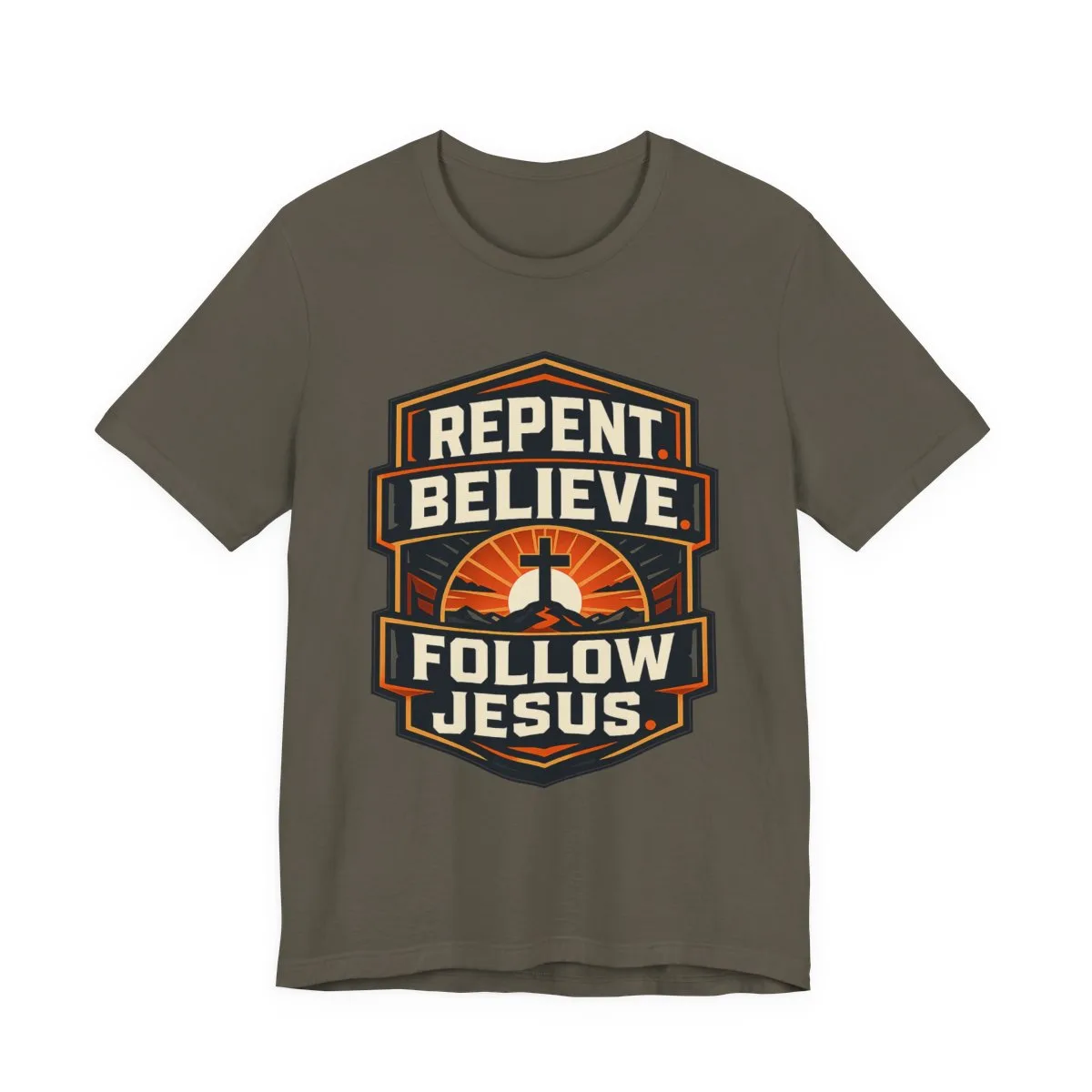 Repent Believe Follow Jesus T-Shirt | Christian Faith Cross Tee - other