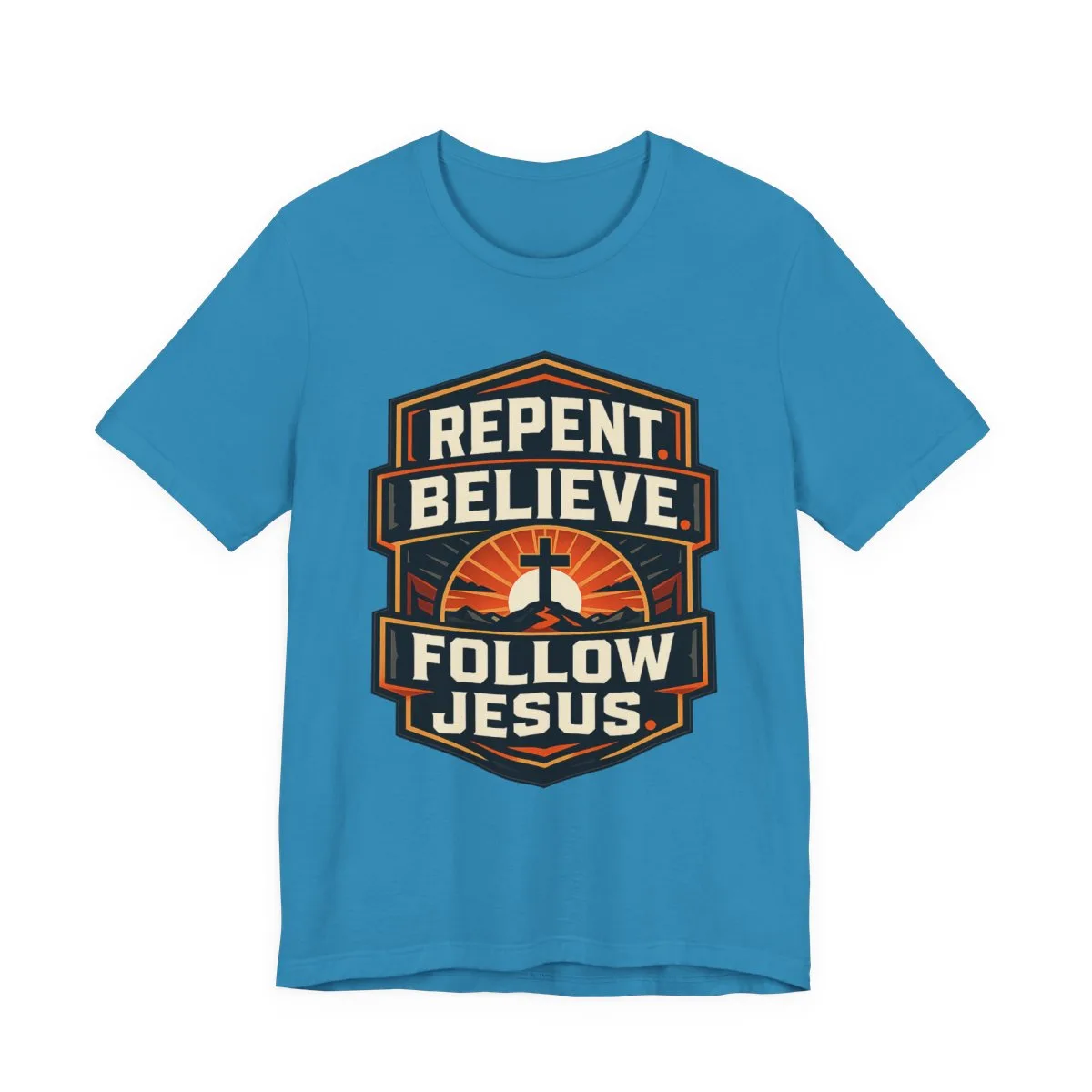 Repent Believe Follow Jesus T-Shirt | Christian Faith Cross Tee - other