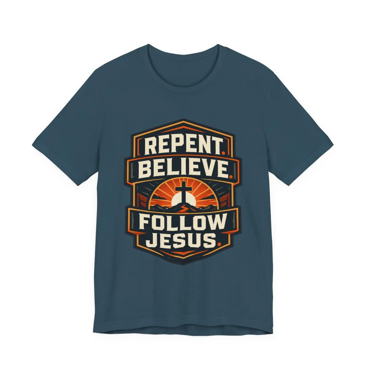 Repent Believe Follow Jesus T-Shirt | Christian Faith Cross Tee - other