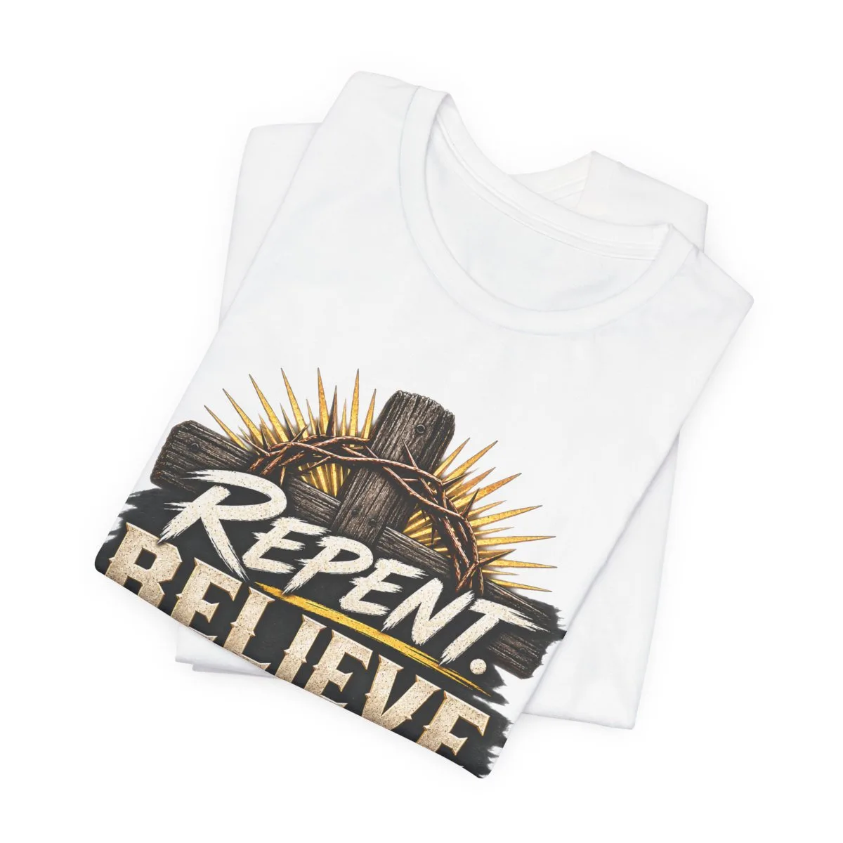 Repent Believe Follow Jesus T-Shirt | John 1:12 Christian Faith Tee - other