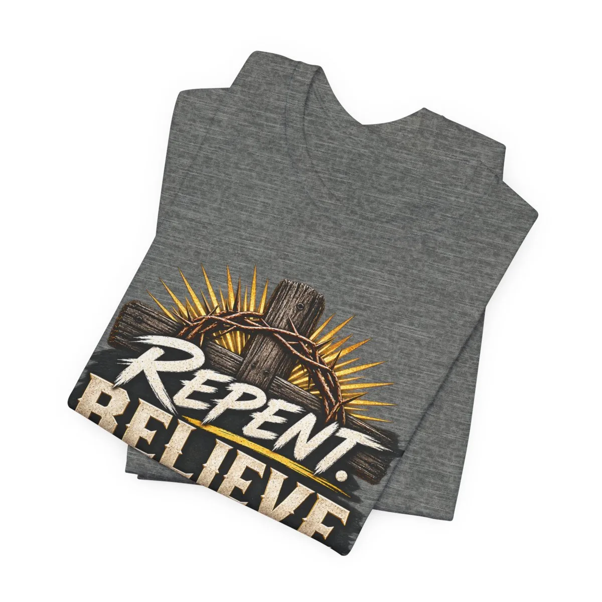 Repent Believe Follow Jesus T-Shirt | John 1:12 Christian Faith Tee - other
