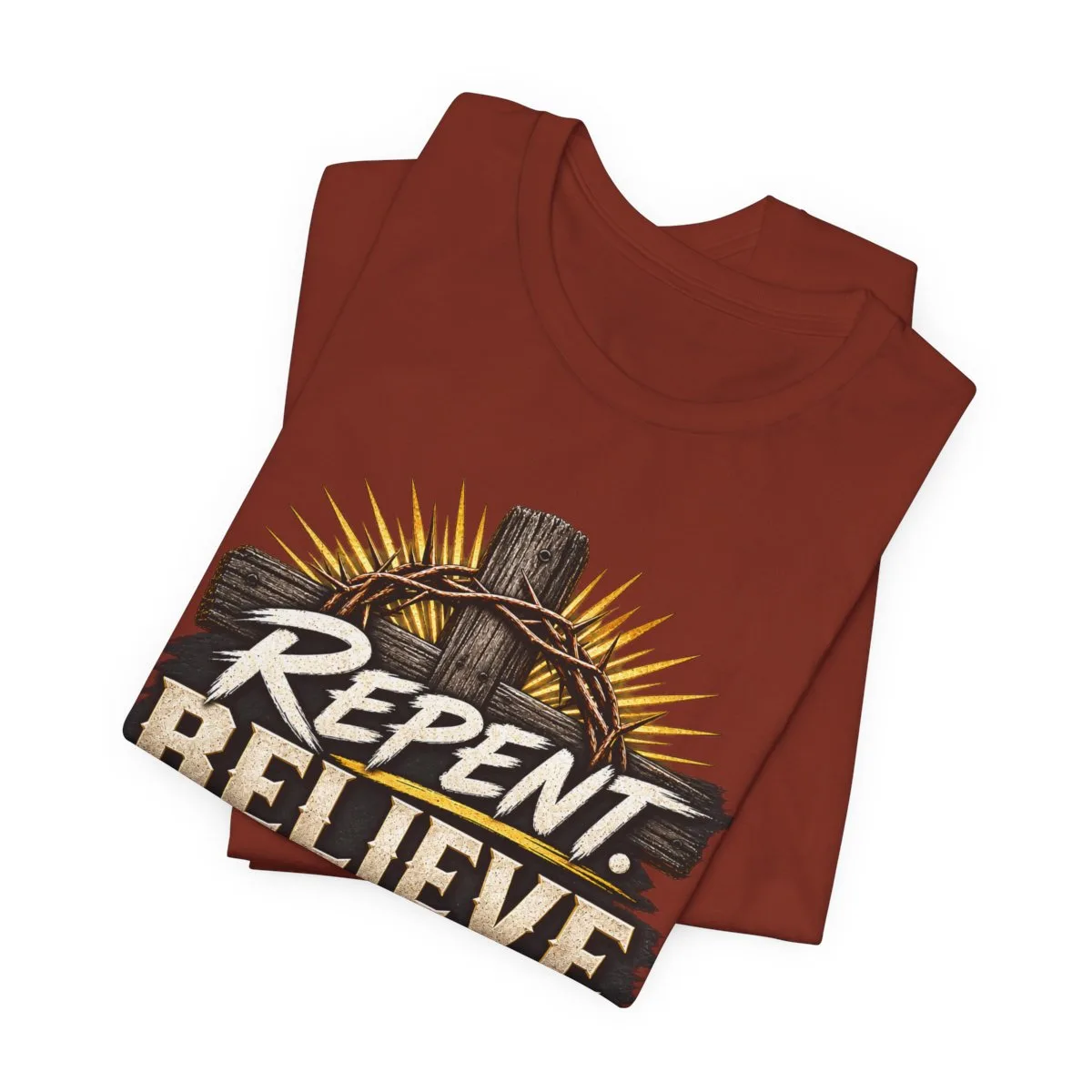 Repent Believe Follow Jesus T-Shirt | John 1:12 Christian Faith Tee - other