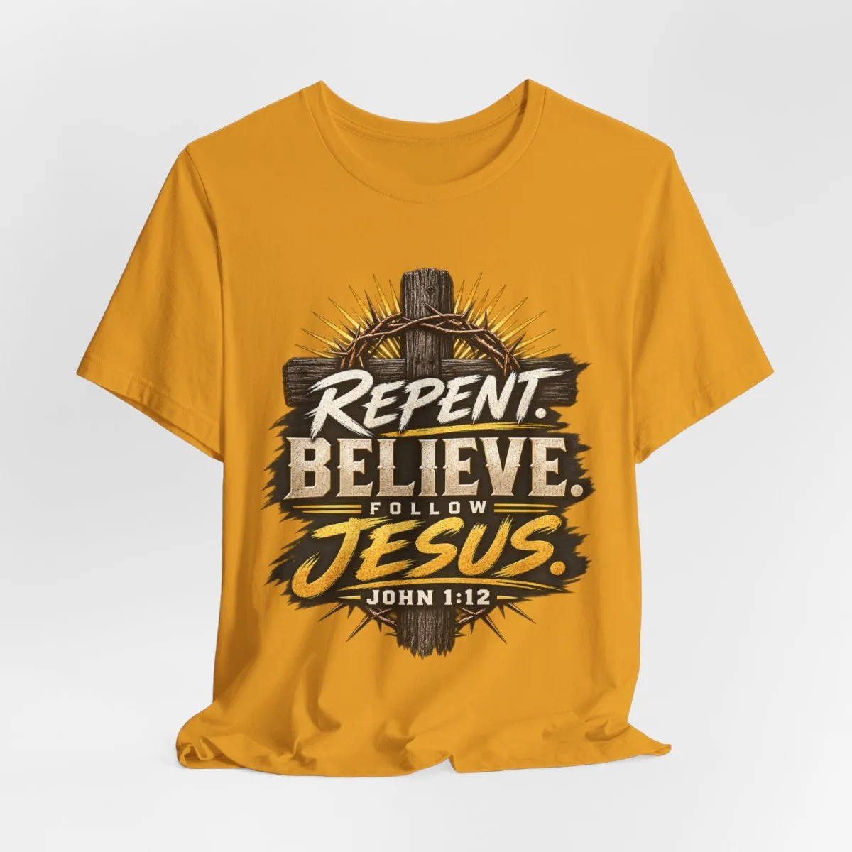 Repent Believe Follow Jesus T-Shirt | John 1:12 Christian Faith Tee - other