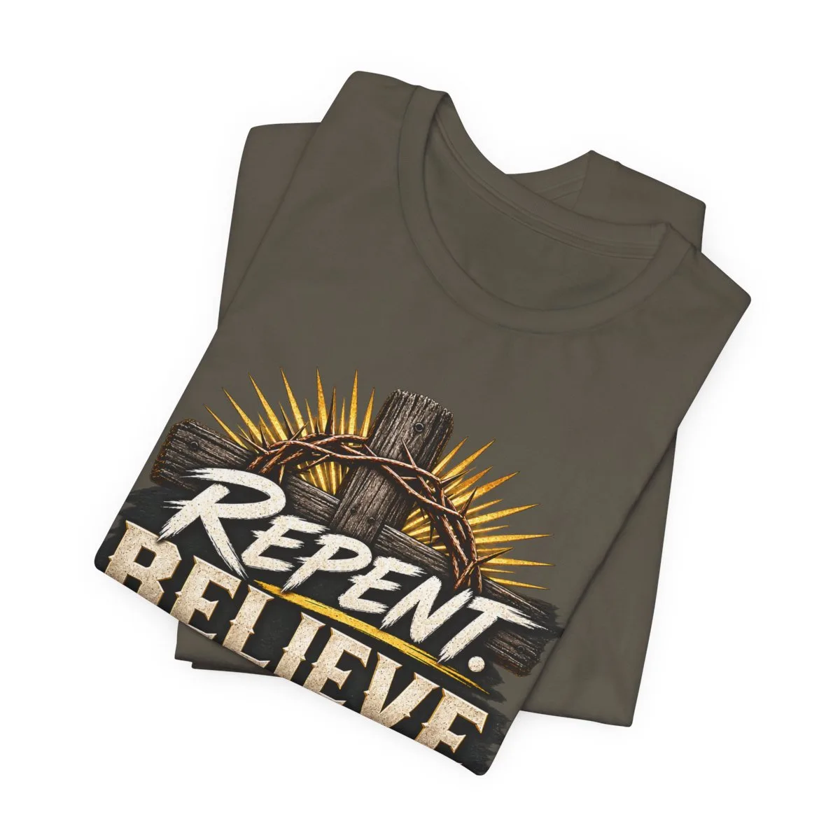 Repent Believe Follow Jesus T-Shirt | John 1:12 Christian Faith Tee - other
