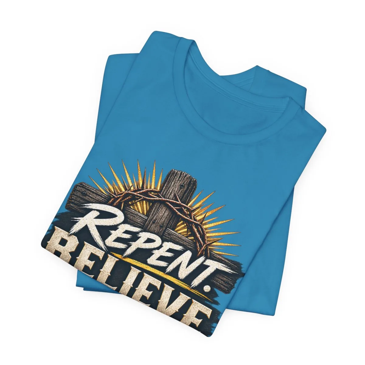 Repent Believe Follow Jesus T-Shirt | John 1:12 Christian Faith Tee - other