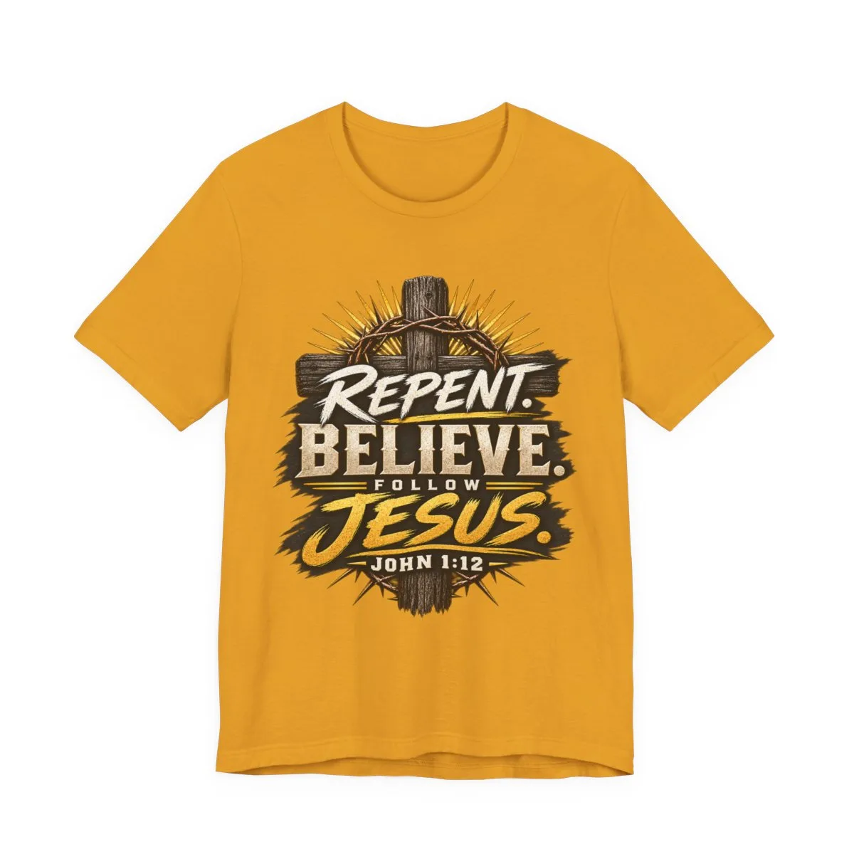 Repent Believe Follow Jesus T-Shirt | John 1:12 Christian Faith Tee - other