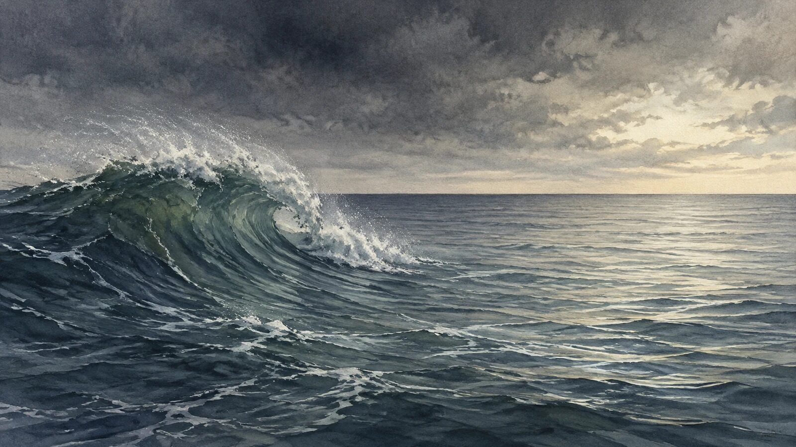 The raging sea becoming still under divine rule A raging sea begins to grow still under the rule of God in Psalm 89